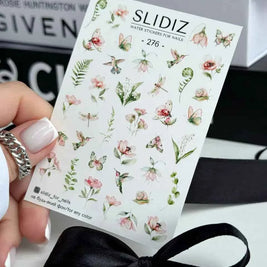 Water decal SLIDIZ 276 design floral papillons pour prothésistes ongulaires
