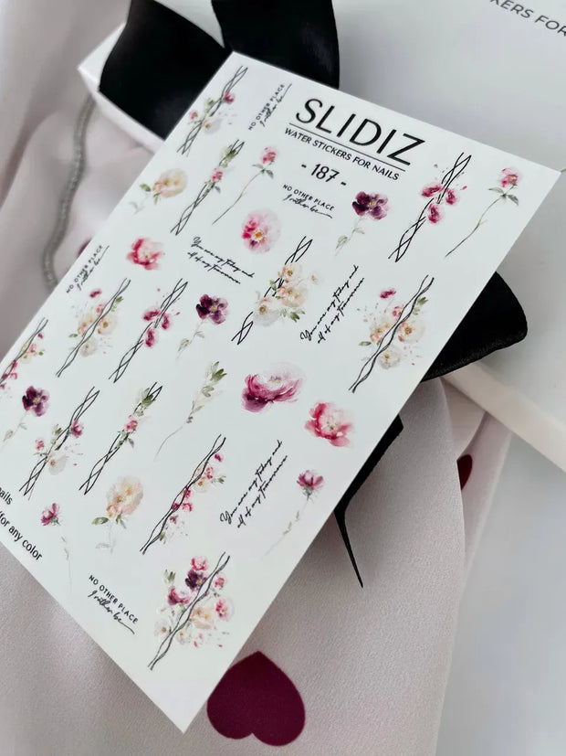 Water decal SLIDIZ 187 motifs fins délicats pour onglerie professionnelle