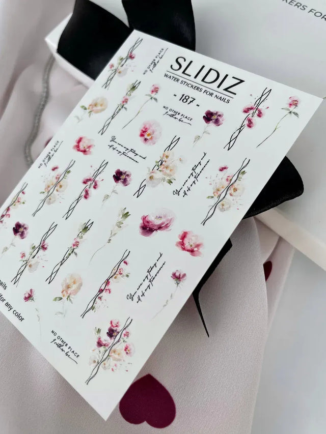 Water decal SLIDIZ 187 motifs fins délicats pour onglerie professionnelle