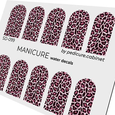 Water decal manucure motif léopard rose pour nail art professionnel – Réf. SD-099