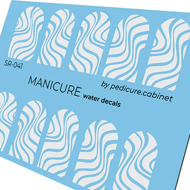 Water decal manucure motif vagues blanches pour nail art professionnel – Réf. SR-041