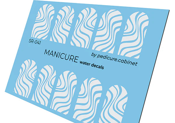 Water decal manucure motif vagues blanches pour nail art professionnel – Réf. SR-041