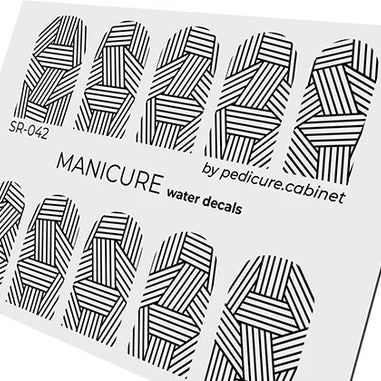 Water decal manucure motif entrelacé noir pour nail art professionnel – Réf. SR-042