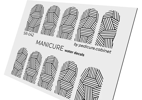 Water decal manucure motif entrelacé noir pour nail art professionnel – Réf. SR-042