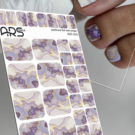 Wrap pédicure marbre violet avec détails dorés WR-434