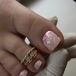 Nail wrap pédicure floral rose WR-437