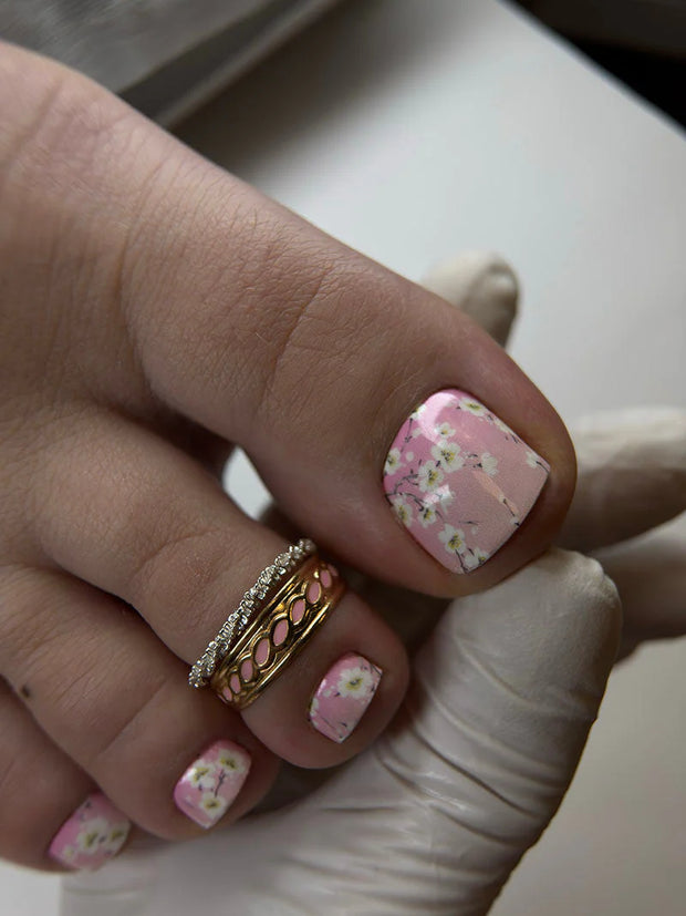 Nail wrap pédicure floral rose WR-437