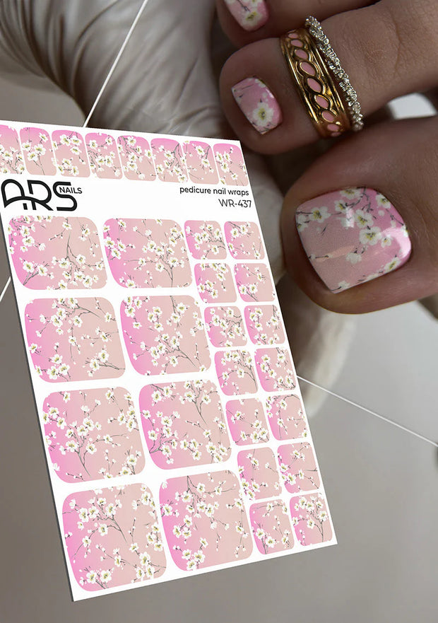 Wrap pédicure à fleurs roses WR-437 The Nail Wraps