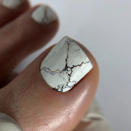 Nail wrap pédicure effet marbre noir, blanc et doré WR-448
