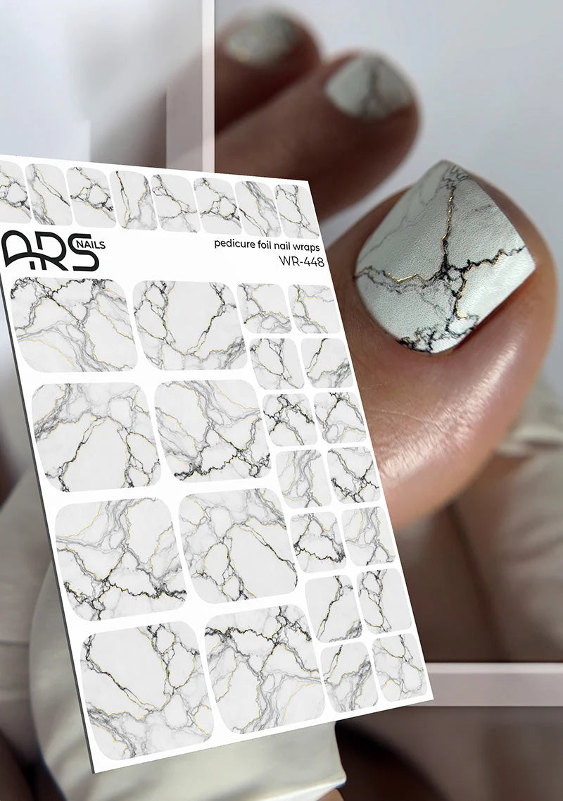 Wrap pédicure marbre noir et blanc avec détails dorés WR-448