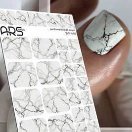 Wrap pédicure marbre noir et blanc avec détails dorés WR-448