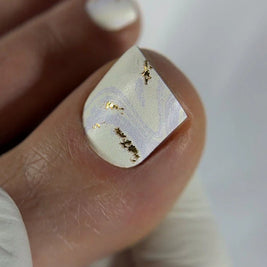 Nail wrap pédicure beige et lavande avec détails dorés WR-450