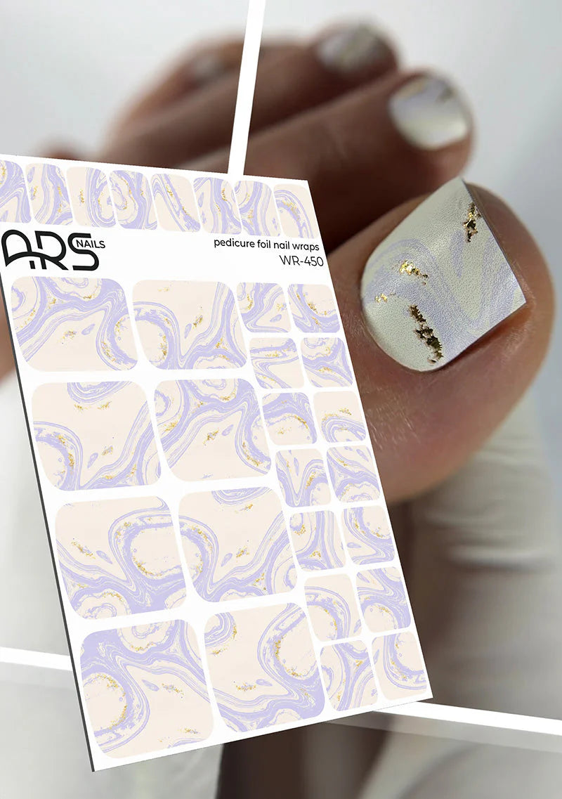Wrap pédicure beige et lavande avec feuille d’or WR-450 The Nail Wraps