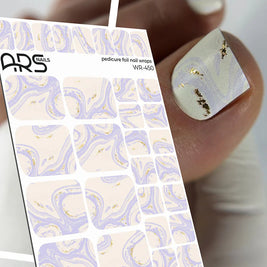 Wrap pédicure beige et lavande avec feuille d’or WR-450 The Nail Wraps