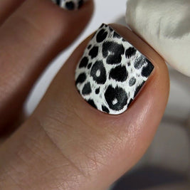 Nail wrap pédicure imprimé léopard noir et blanc WR-453