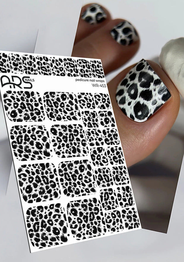 Wrap pédicure léopard noir et blanc WR-453