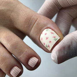 Nail wrap pédicure motif floral et rayures WR-488