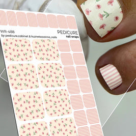 Wrap pédicure fleurs et rayures WR-488