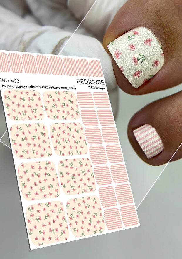 Wrap pédicure fleurs et rayures WR-488