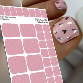 Wrap pédicure cœurs roses avec foil coloré WR-498