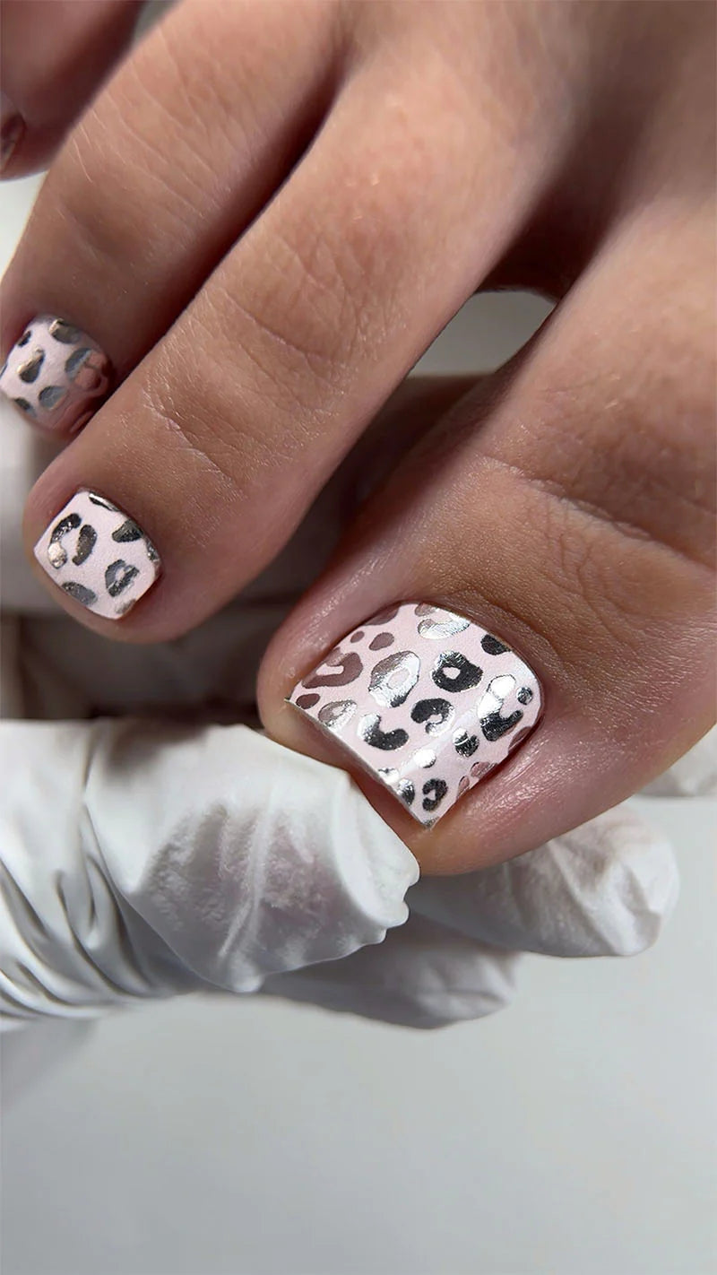 Nail wrap pédicure léopard beige avec foil WR-509