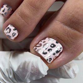 Nail wrap pédicure léopard beige avec foil WR-509
