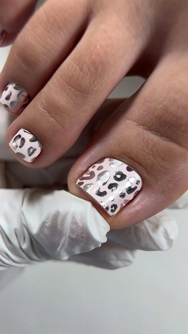 Nail wrap pédicure léopard beige avec foil WR-509