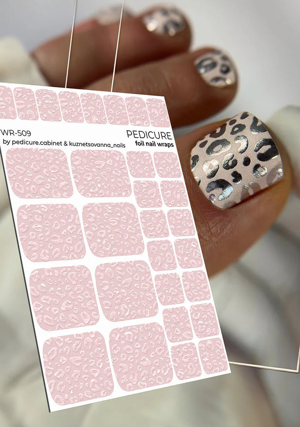 Wrap pédicure léopard beige avec foil coloré WR-509