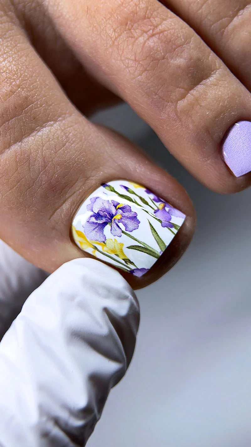 Nail wrap pédicure fleurs iris WR-564