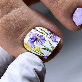 Nail wrap pédicure fleurs iris WR-564