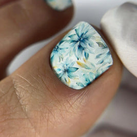 Nail wrap pédicure motif fleurs bleues WR-570