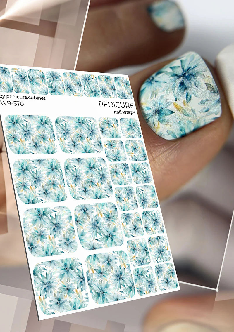 Wrap pédicure avec motif floral bleu WR-570