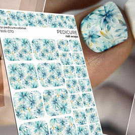 Wrap pédicure avec motif floral bleu WR-570