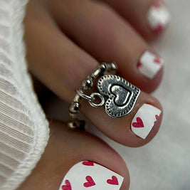 Nail wrap pédicure cœurs rouges WR-681
