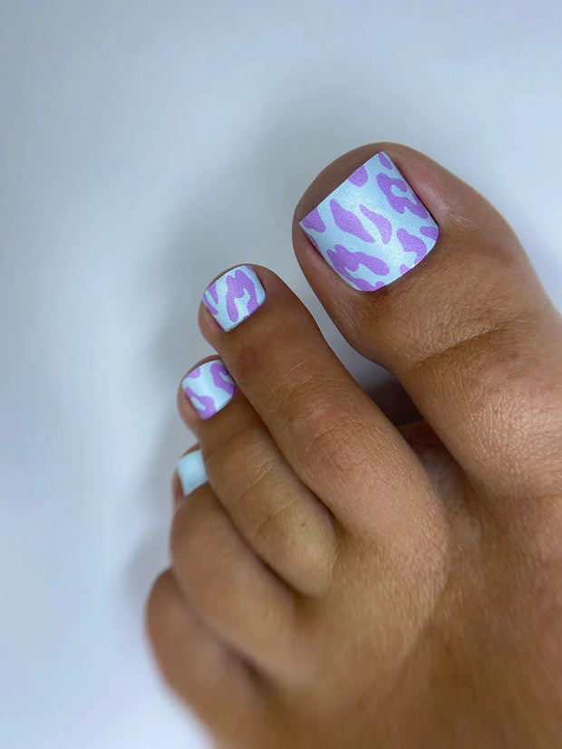 Nail wrap pédicure léopard violet bleu WR-712