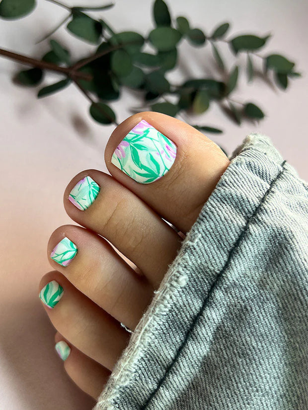 Nail wrap pédicure fleurs violettes WR-716