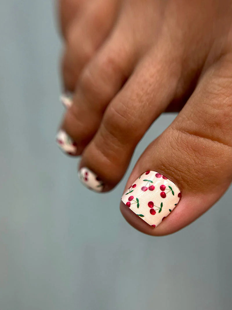 Nail wrap pédicure motif cerises WR-751