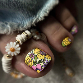 Nail wrap pédicure motif floral vert clair WR-758