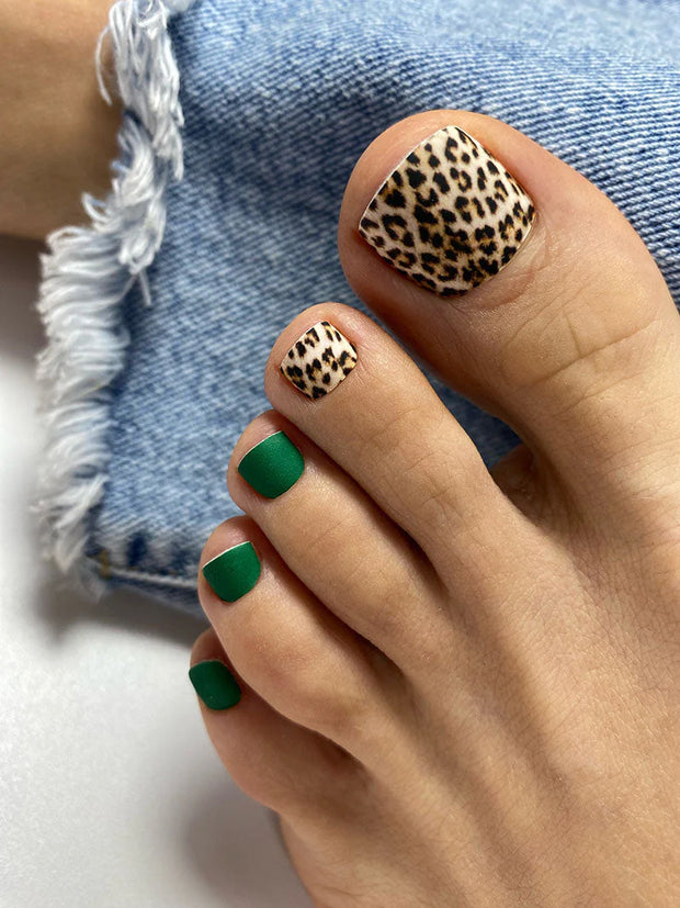Nail wrap pédicure léopard vert WR-845