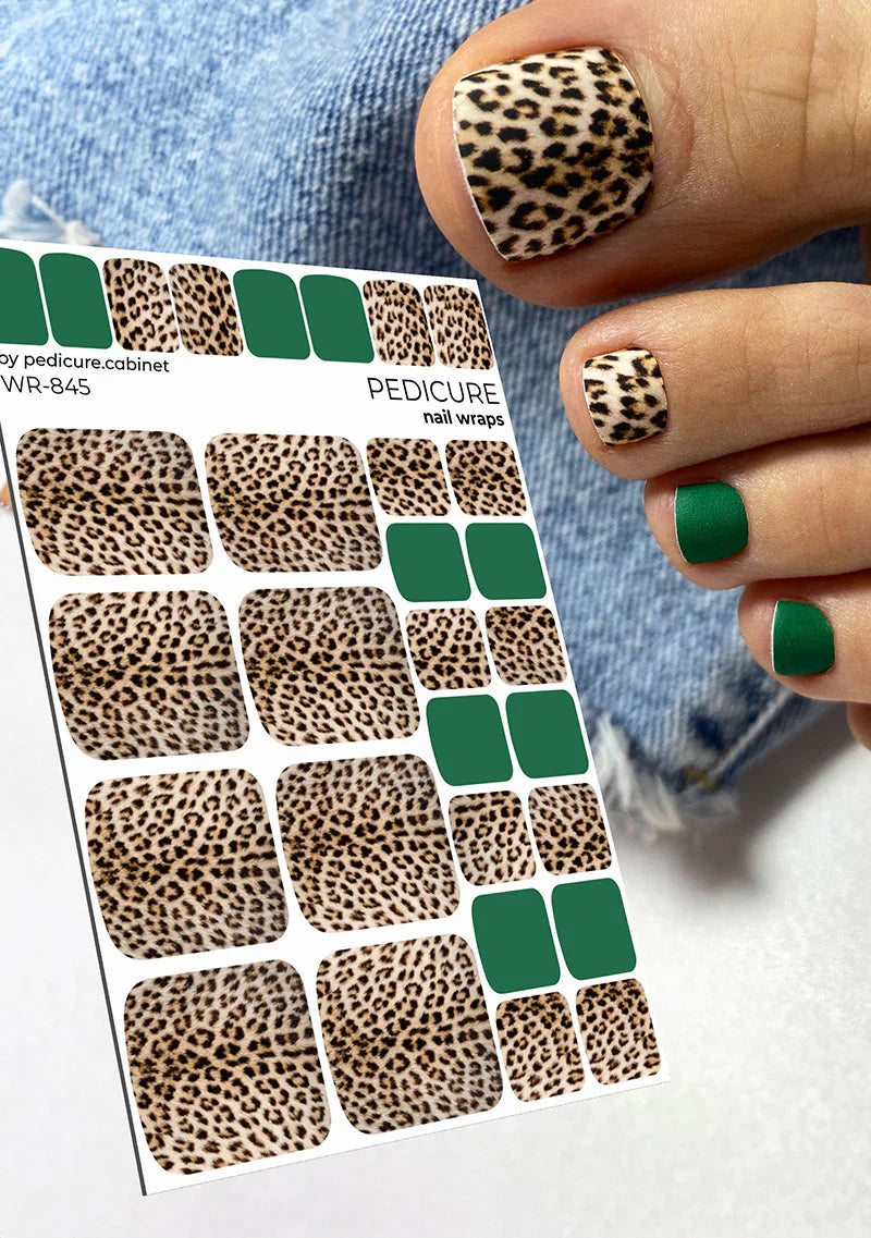 Wrap pédicure léopard avec vert WR-845