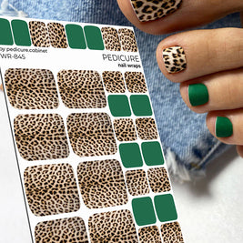 Wrap pédicure léopard avec vert WR-845