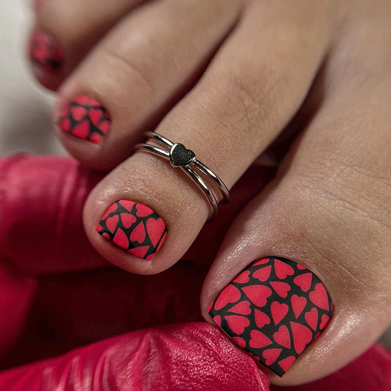 Nail wrap pédicure cœur noir WR-846