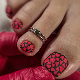Nail wrap pédicure cœur noir WR-846