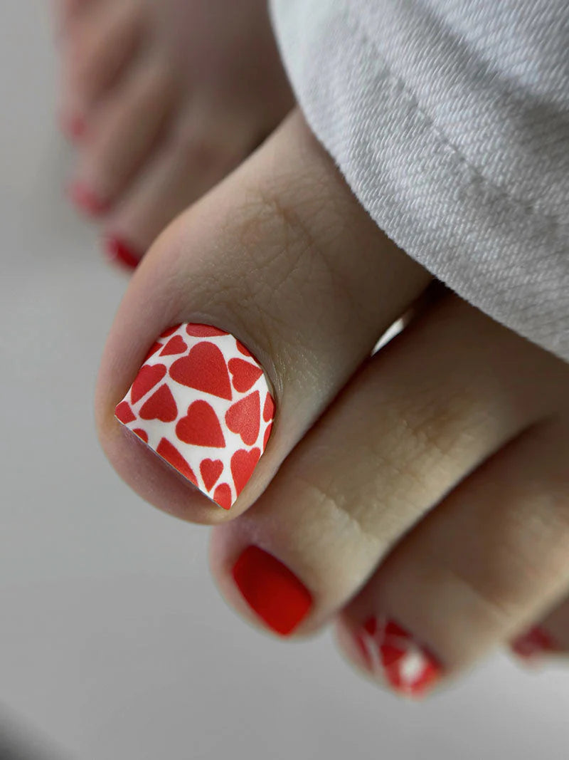 Nail wrap pédicure cœur blanc WR-847