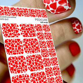 Wrap pédicure cœur sur fond blanc WR-847