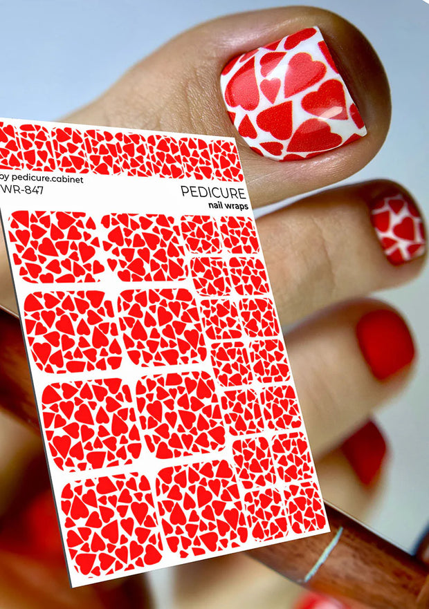 Wrap pédicure cœur sur fond blanc WR-847