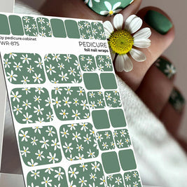 Wrap pédicure camomille kaki avec feuille d’or WR-875 The Nail Wraps